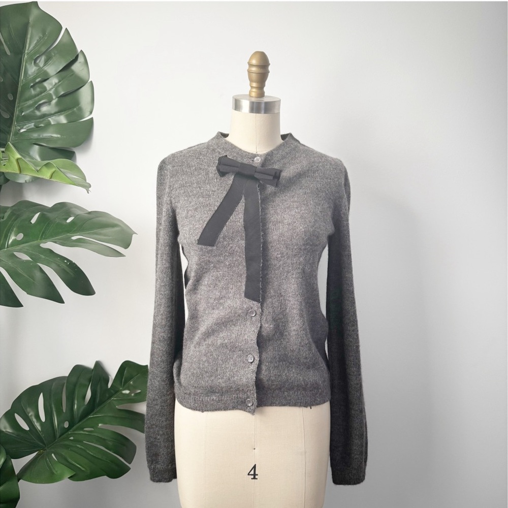 Moschino Gray Cardigan with Black Bow